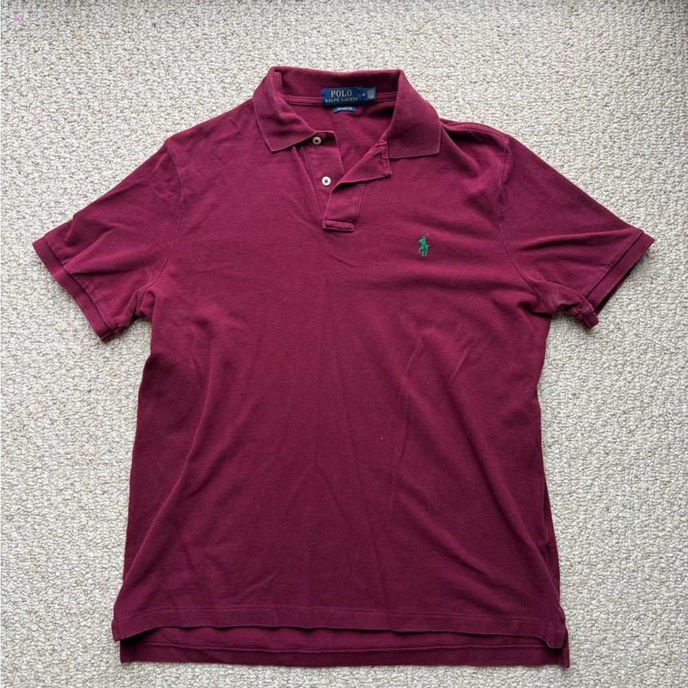 Ralph Lauren Men's burgundy Red Polo Shirt. Size Medium.